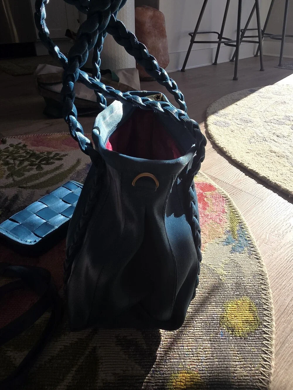 Harvey's Bags Sophia Satchel In Teal With Matching Classic Wallet